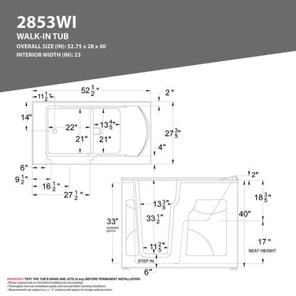 Coupe Premier 53 - 60 in x 28 in. Right Drain Soaking Walk-in Tub in Biscuit