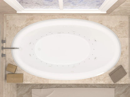 Topaz Series 60 in. x 36 in. Oval Whirlpool and Air Bathtub with Right Side Drain and V-Style Back Jets in Glossy White