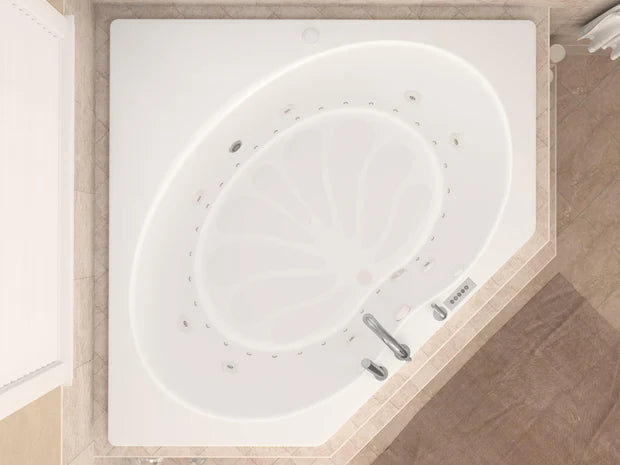 Eclipse  60 in. x 60 in. Corner Air and Whirlpool Jetted Bathtub with Left Drain in White