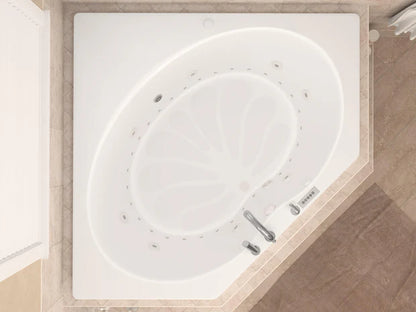 Eclipse  60 in. x 60 in. Corner Air and Whirlpool Jetted Bathtub with Left Drain in White
