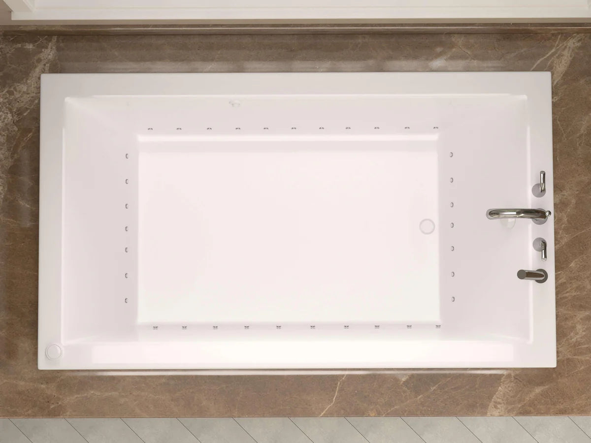 Sapphire Series 60 in. x 30 in. Rectangular Air Bathtub with Right Side Drain and Aromatherapy in Glossy Smooth White
