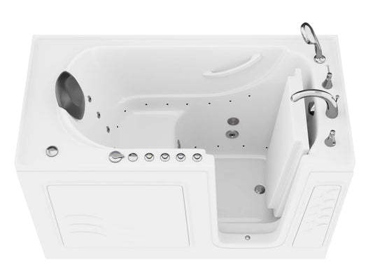 Nimbus Series 30 in. L x 59 in. W Right Side Drain Dual Jetted Bathtub in White with Microbubbles Jet