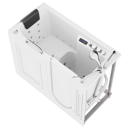 FULLY LOADED Walk-in Bathtub with Air Jets and Whirlpool Massage Jets Hot Tub | Quick Fill Waterfall Tub Filler with 6 Setting Handheld Shower Sprayer | Including Aromatherapy, LED Lights, V-Shaped Back Jets, and Auto Drain