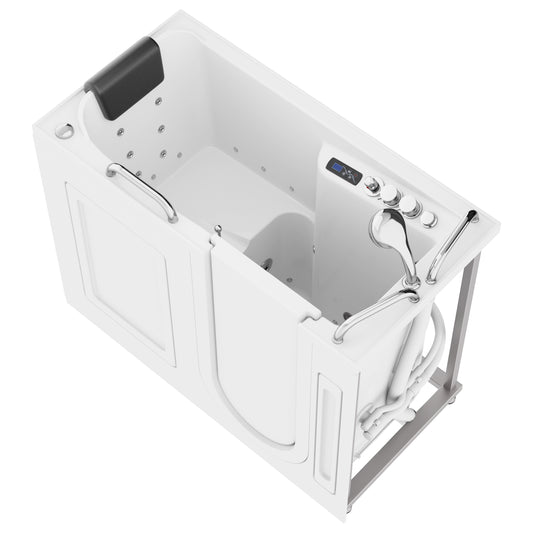 FULLY LOADED Walk-in Bathtub with Air Jets and Whirlpool Massage Jets Hot Tub | Quick Fill Waterfall Tub Filler with 6 Setting Handheld Shower Sprayer | Including Aromatherapy, LED Lights, V-Shaped Back Jets, and Auto Drain