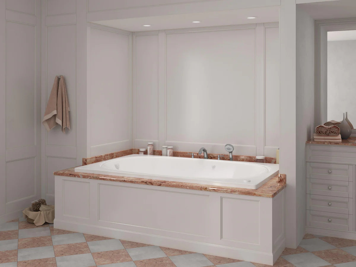 Peridot Series 72 in. x 48 in. Rectangular Air Bathtub with Left Side Drain and Aromatherapy in Glossy Smooth White