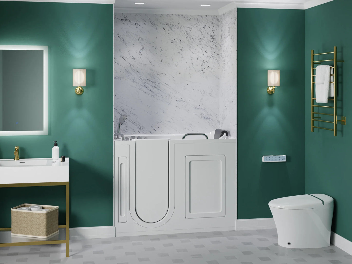 27 in. x 53 in. Left Drain Walk-In Whirlpool and Air Tub with Total Spa Suite in White