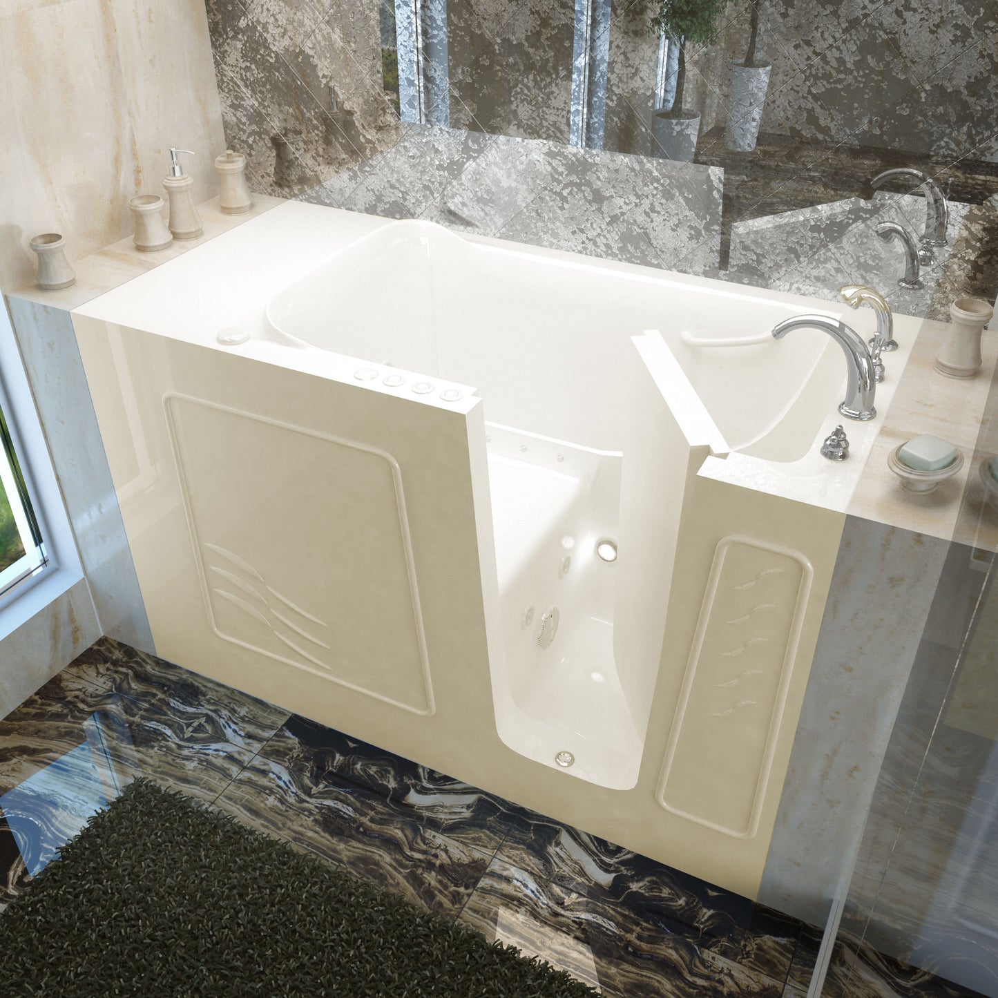 MediTub walk-in bathtub, 30 x 59, biscuit color, right drain