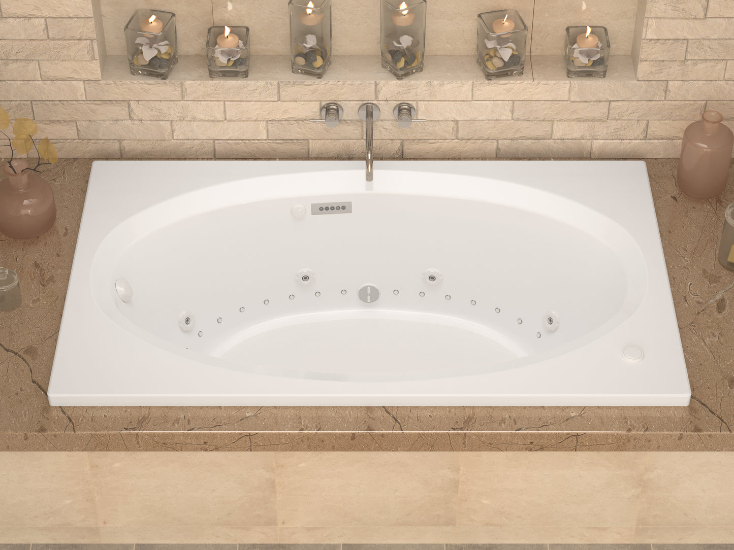 Vogue  42.625 x 83.75in. Air and Whirlpool Jetted Bathtub in White with Reversible Drain