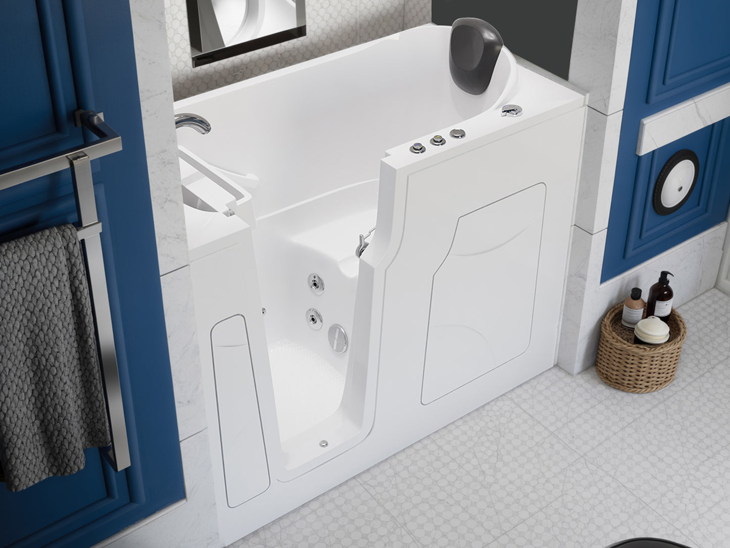 Celeste Series 60 in x 28 in left-drain whirlpool walk-in tub in white by MediTub