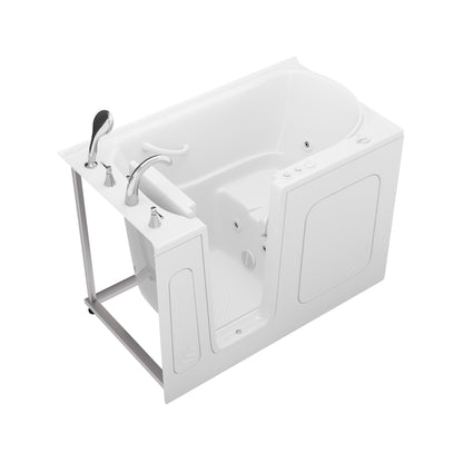MediTub walk-in whirlpool tub, 30 x 54 left-drain, white with quick-fill and powered fast drain