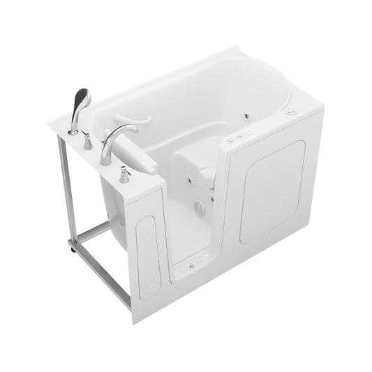 MediTub walk-in whirlpool tub, 30 x 54 left-drain, white with quick-fill and powered fast drain