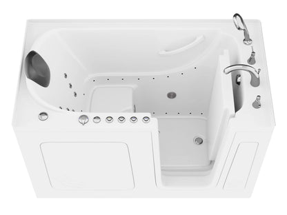 Nimbus Series 32 in. L x 60 in. W Right Side Drain Dual Jetted Bathtub in White with Microbubbles Jet