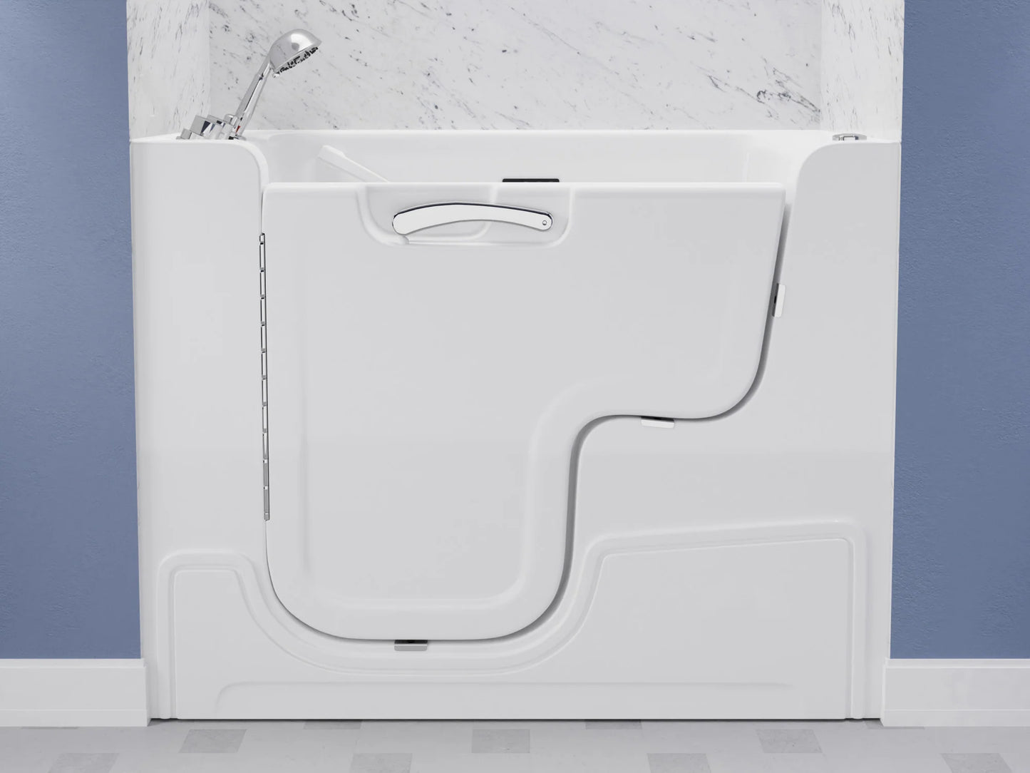 Left Drain FULLY LOADED Wheelchair Access Walk-in Tub with Air and Whirlpool Jets Hot Tub | Quick Fill Waterfall Tub Filler with 6 Setting Handheld Shower Sprayer | Including Aromatherapy, LED Lights, V-Shaped Back Jets, and Auto Drain | 2953WCLWD