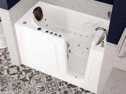 Nimbus Series 30 in. L x 59 in. W Right Side Drain Dual Jetted Bathtub in White with Microbubbles Jet