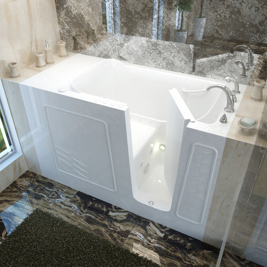 MediTub 30x59 Walk In Tub With Right Drain White Whirlpool And Air Jets