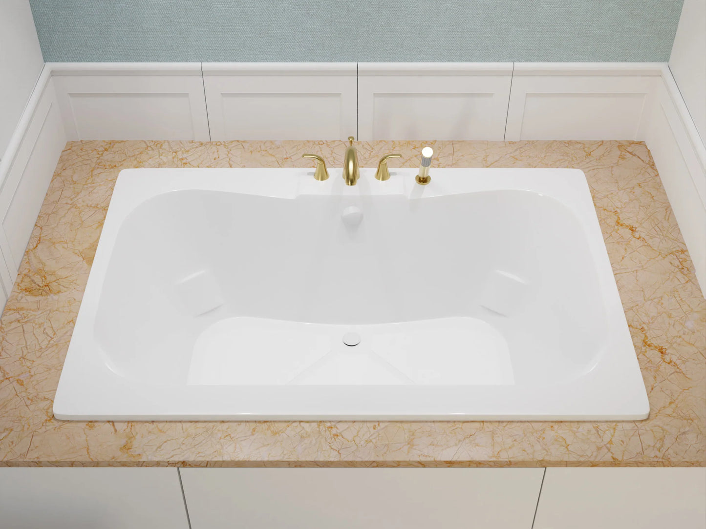 Alya 5 ft. Acrylic Center Drain Rectangular Bathtub in White