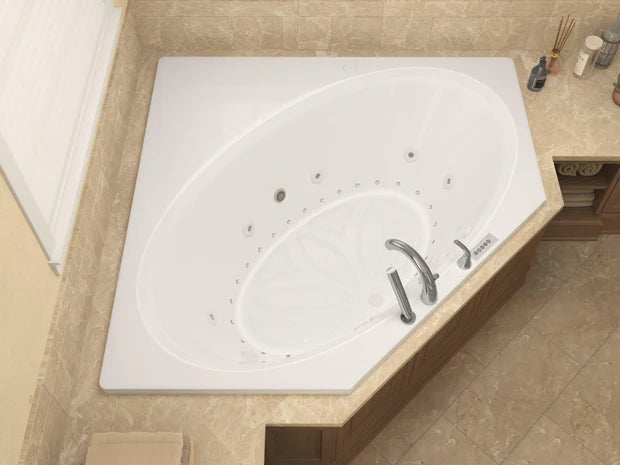 Venus  60 in. x 60 in. Corner Air and Whirlpool Jetted Bathtub with Left Drain in White