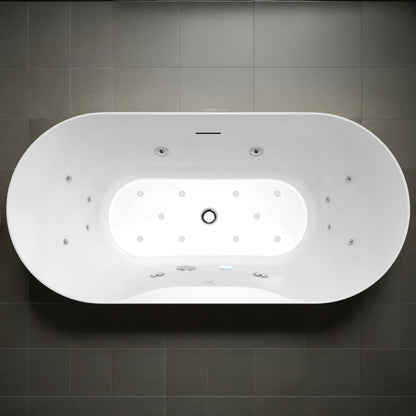 ANZZI Julia Series 67 in. Freestanding Acrylic Air and Whirlpool Bathtub with Touch Sensitive Control and Chroma Lights