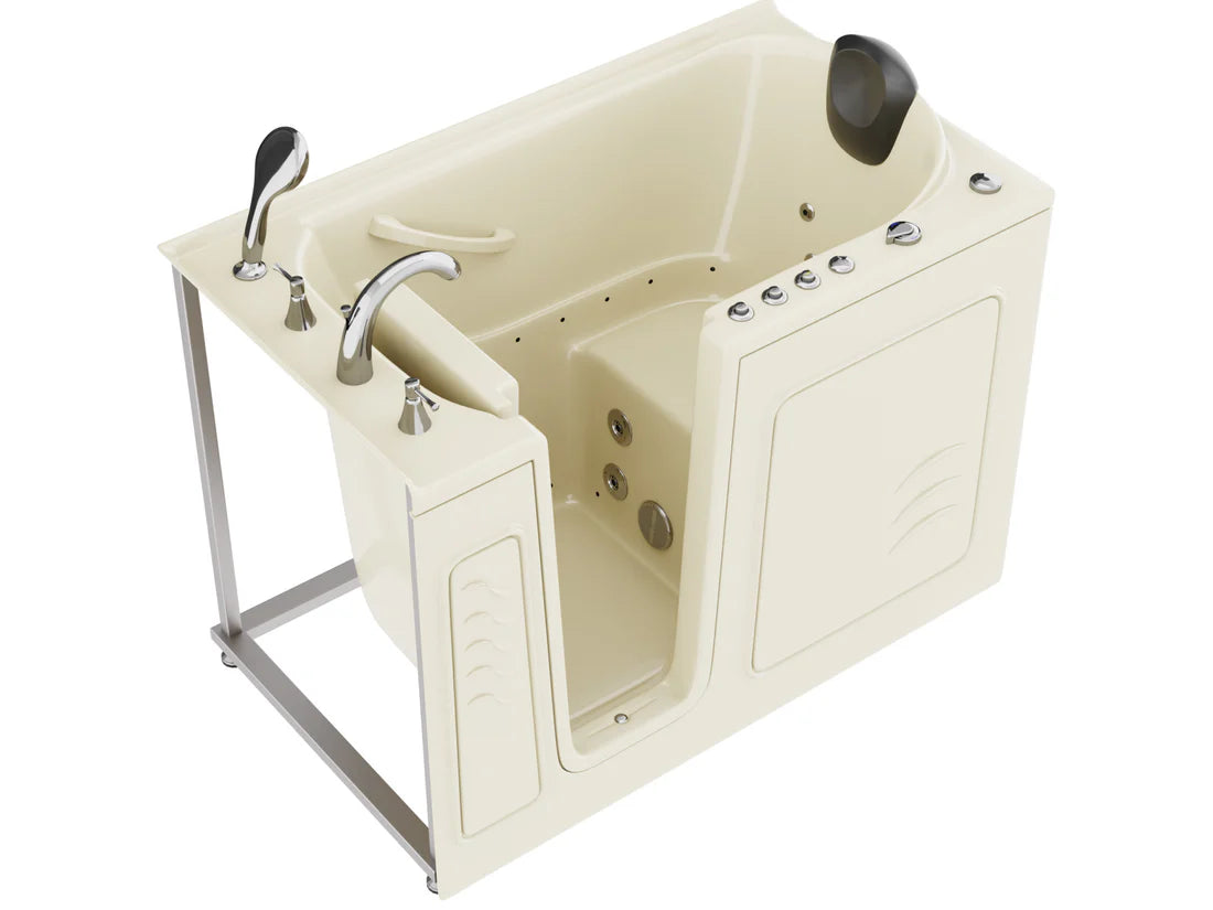 Coupe Series 30 in. x 53 in. Left Drain Quick Fill Walk-In Soaking Tub in Biscuit
