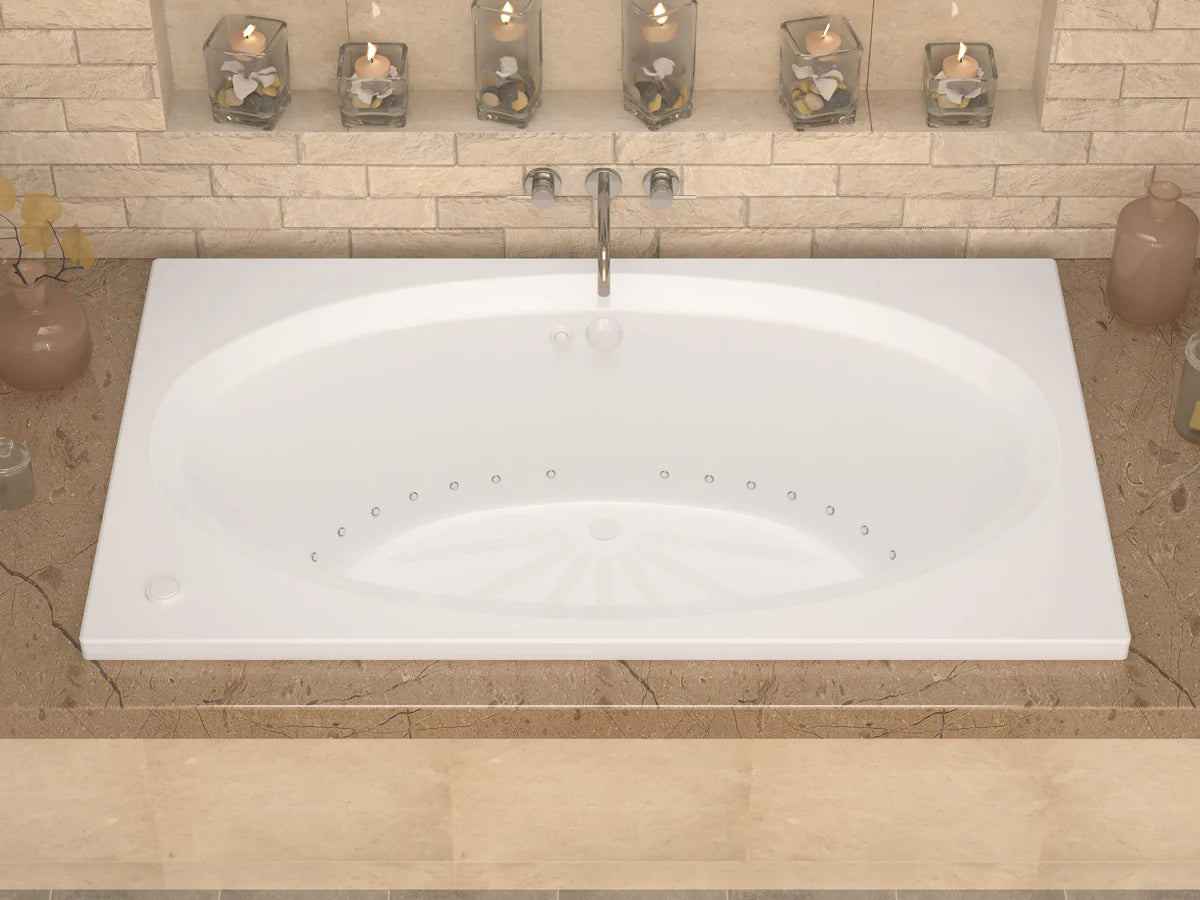 Vogue 71 in. x 42 in. Rectangular Air Bathtub with Center drain and Aromatherapy in Glossy Smooth White
