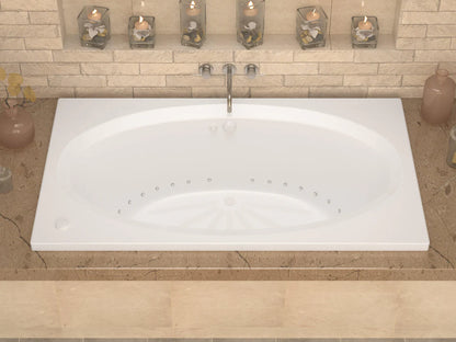 Vogue 71 in. x 42 in. Rectangular Air Bathtub with Center drain and Aromatherapy in Glossy Smooth White