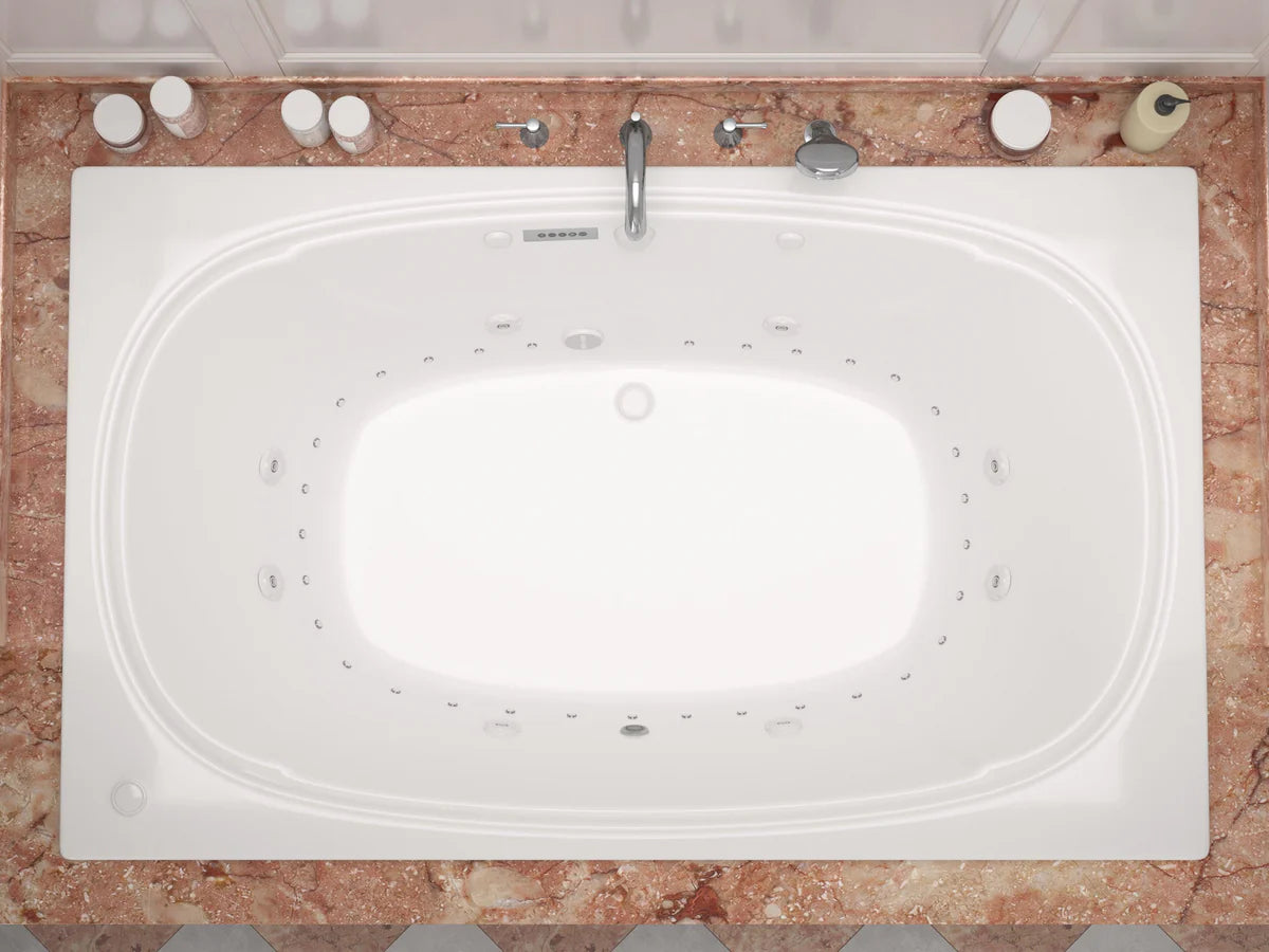 Charleston  48 x 78 Rectangular Air and Whirlpool Jetted Bathtub in White with Reversible Drain