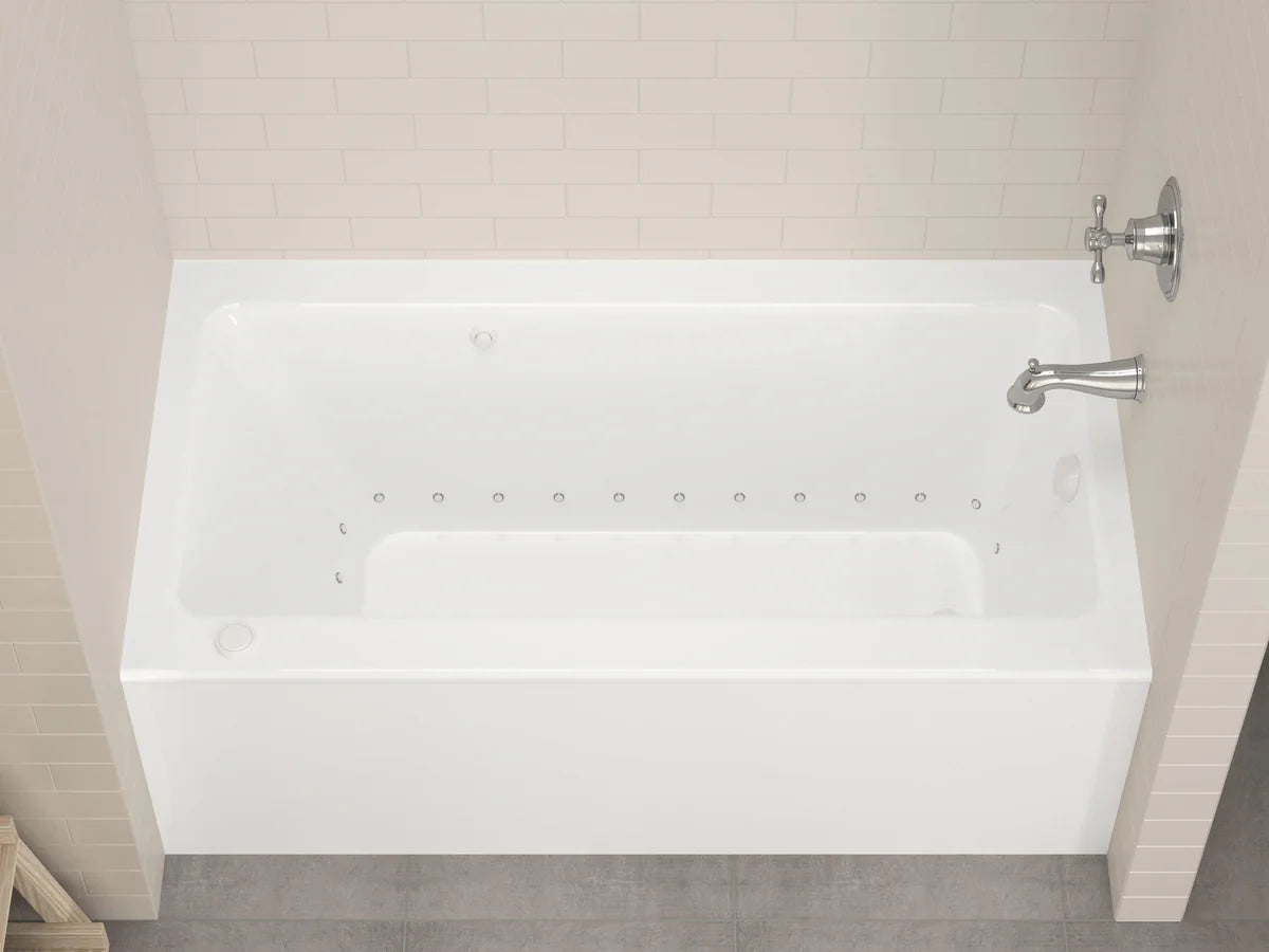 Amber Series 60 in. x 32 in. Rectangular Air Bathtub with Left Side Drain and Aromatherapy in Glossy Smooth White