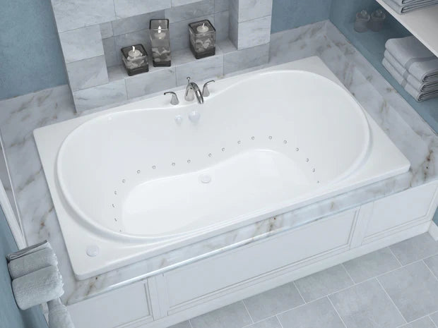 Star Series 72 in. x 42 in. Rectangular Air Bathtub with Center drain and Aromatherapy Bubbles in Glossy Smooth White