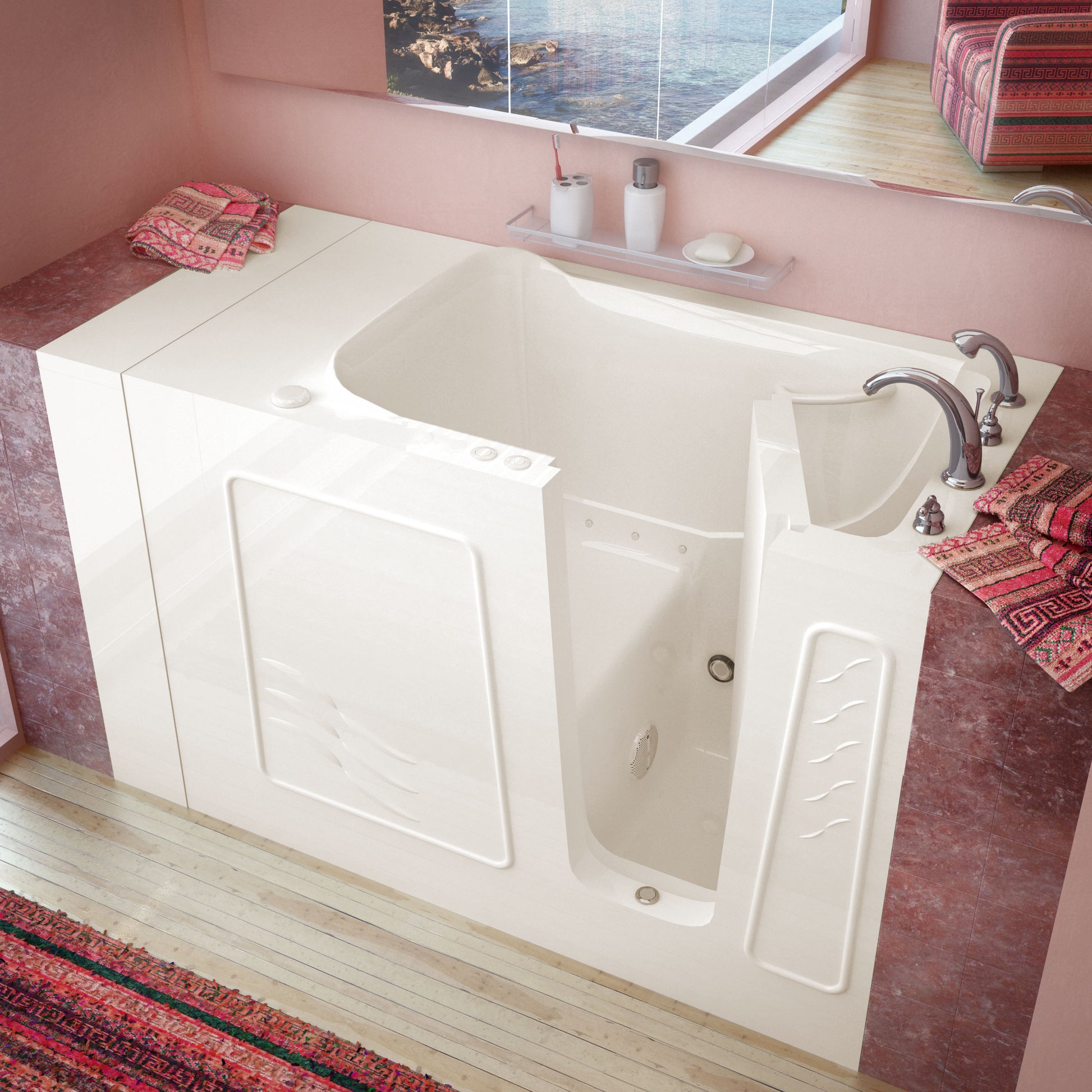 MediTub biscuit 30x52 right-drain air-jet walk-in bathtub