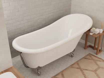 Clawfoot Series 67 in. x 30 in. Soaking Freestanding Bathtub with Center Drain in White with Polished Chrome Feet