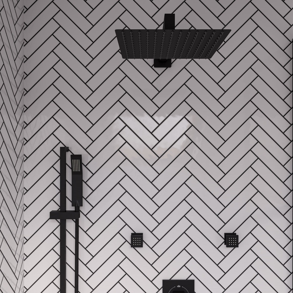 Rain Shower Head - Flat Square Stainless Steel by Alfi