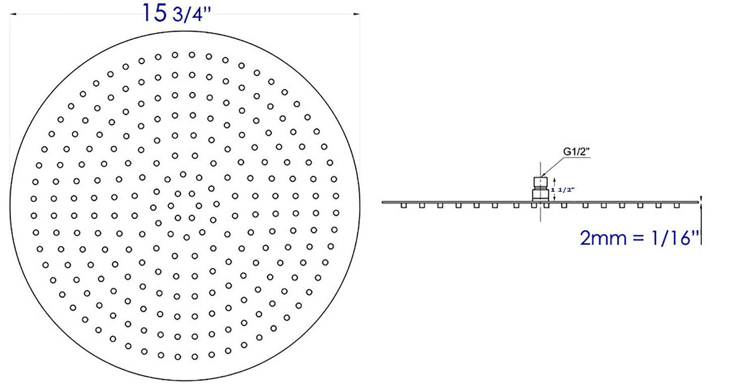 Large Round Rain Shower Head In Stainless Steel by Alfi
