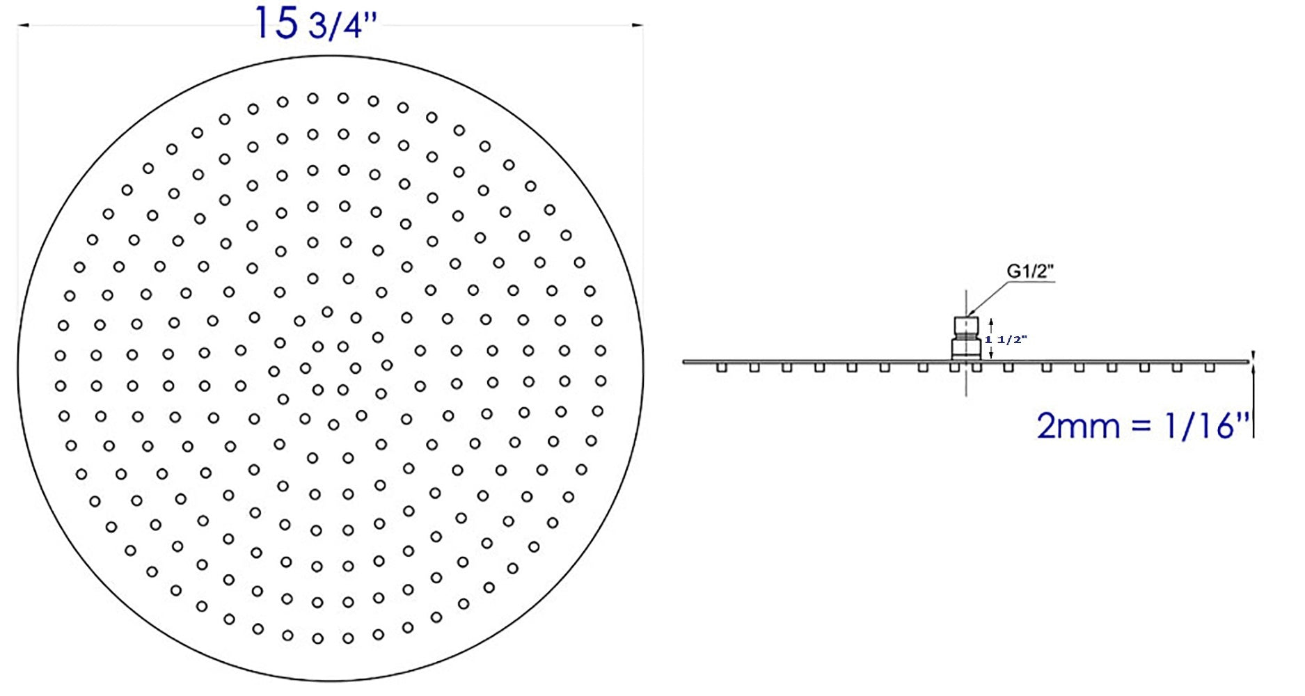 Large Round Rain Shower Head In Stainless Steel by Alfi
