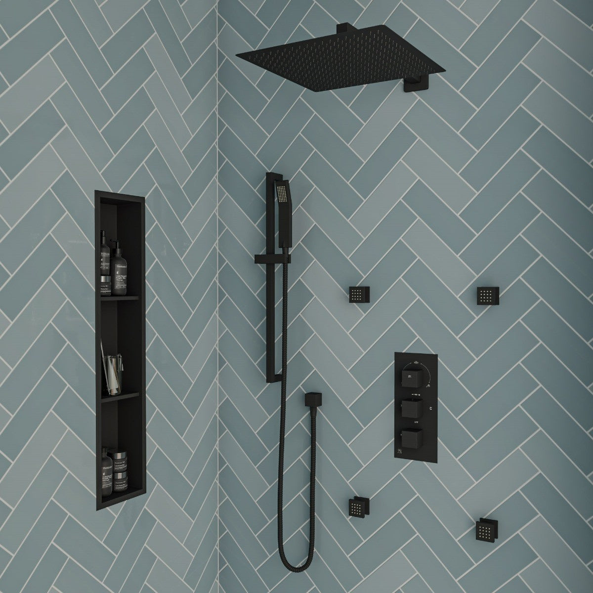 Large 16 Inch Square Rain Shower Head In Stainless Steel by Alfi