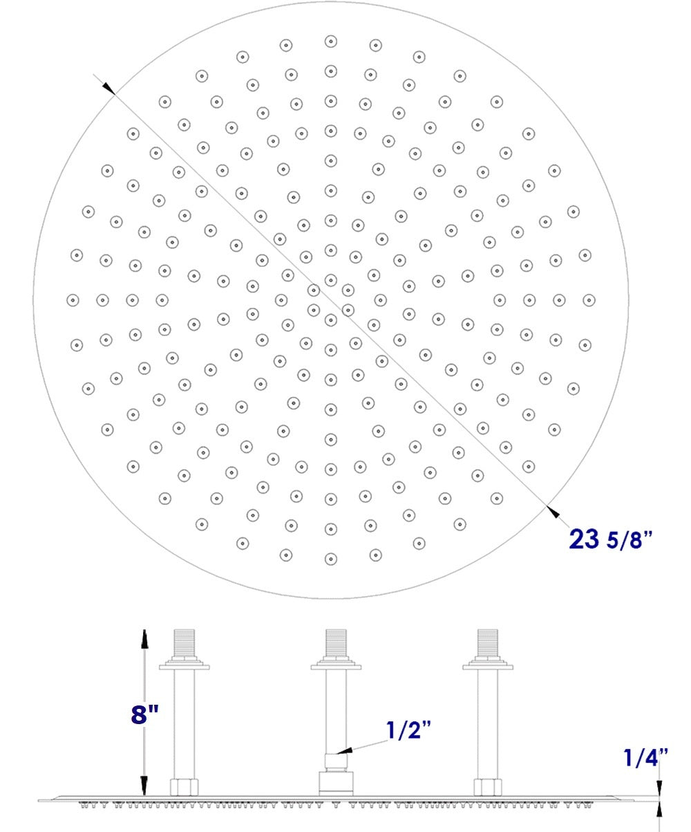 24" Round Ultra Thin Rain Shower Head Stainless Steel by Alfi
