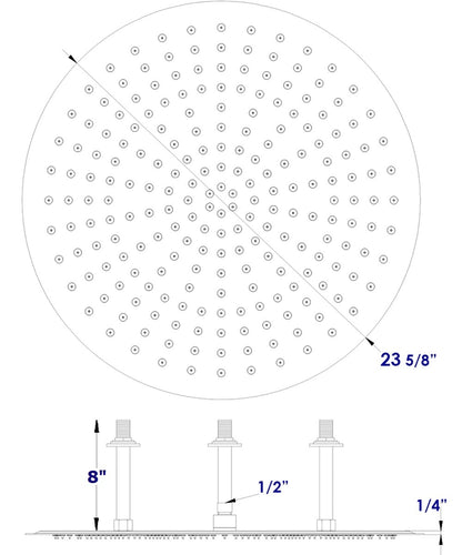 24" Round Ultra Thin Rain Shower Head Stainless Steel by Alfi