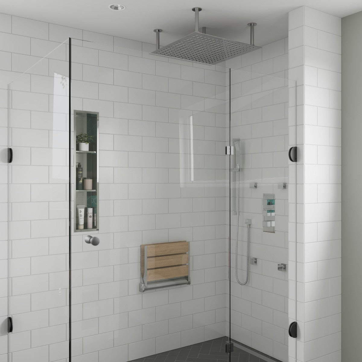 Square Ultra Thin Rain Shower Head Stainless Steel by Alfi