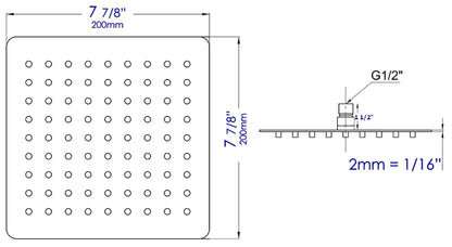 Thin Square Rainfall Shower Head In Solid Stainless Steel by Alfi