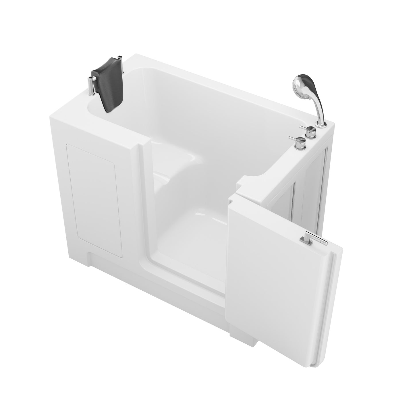 MediTub Collection 27x47 right-side drain jetted soaking bathtub in white with fast-fill faucet set