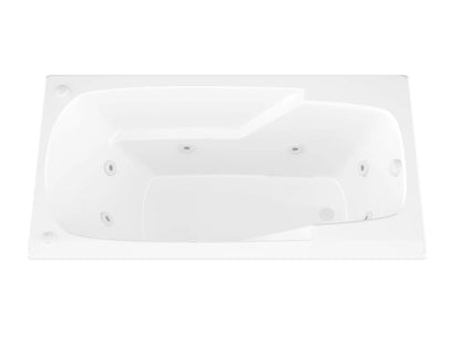 Eros 36 x 72 Rectangular Whirlpool Bathtub with Right Side Drain and V-Style Back Jets in Glossy White