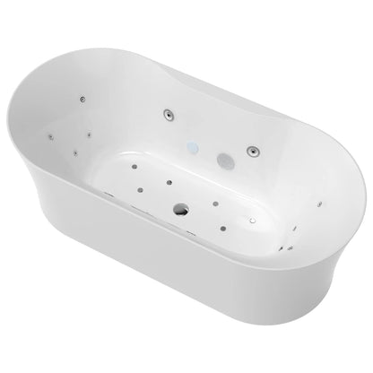 ANZZI Julia Series 67 in. Freestanding Acrylic Air and Whirlpool Bathtub with Touch Sensitive Control and Chroma Lights