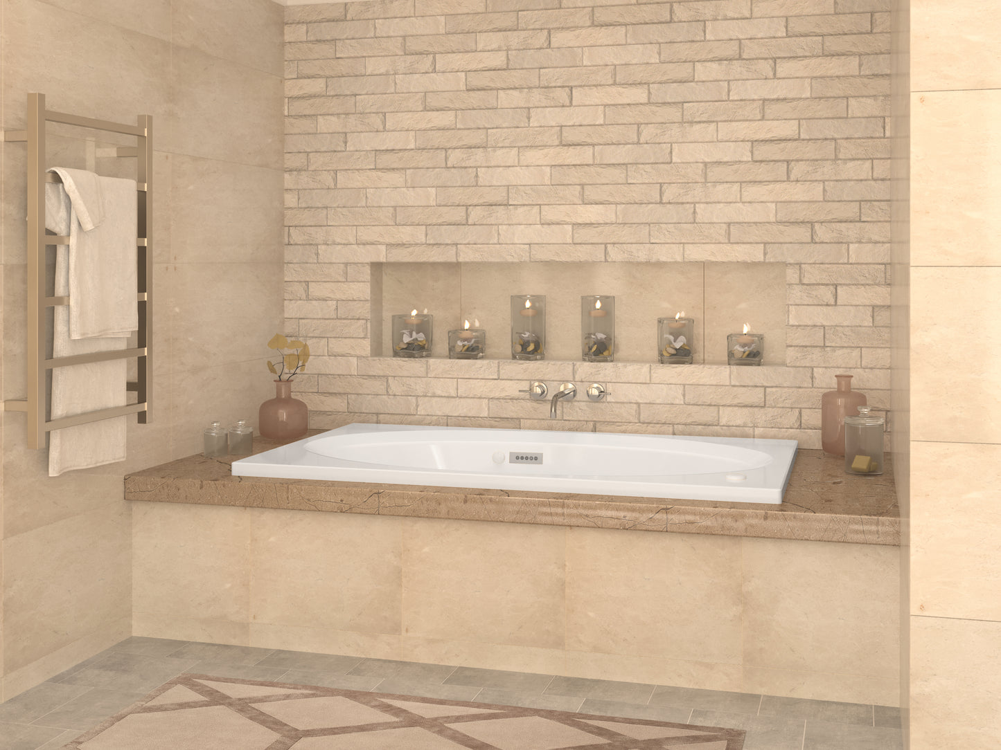 Vogue  42.625 x 83.75in. Air and Whirlpool Jetted Bathtub in White with Reversible Drain