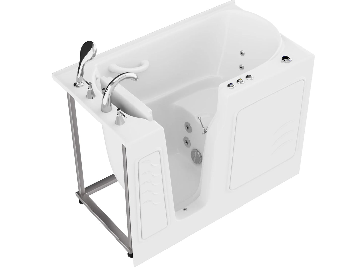 Coupe Series 29 in. x 52 in. Left Drain Quick Fill Walk-In Whirlpool Tub with Powered Fast Drain in White