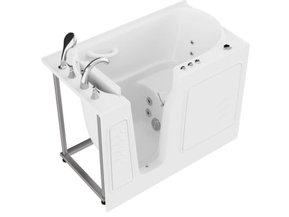 Coupe Series 29 in. x 52 in. Left Drain Quick Fill Walk-In Whirlpool Tub with Powered Fast Drain in White