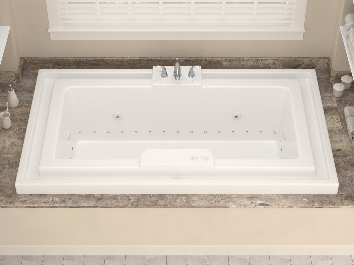 Infinity 46 x 78 Rectangular Whirlpool and Air Bathtub with Center drain and VS Jets and Aroma in Glossy White