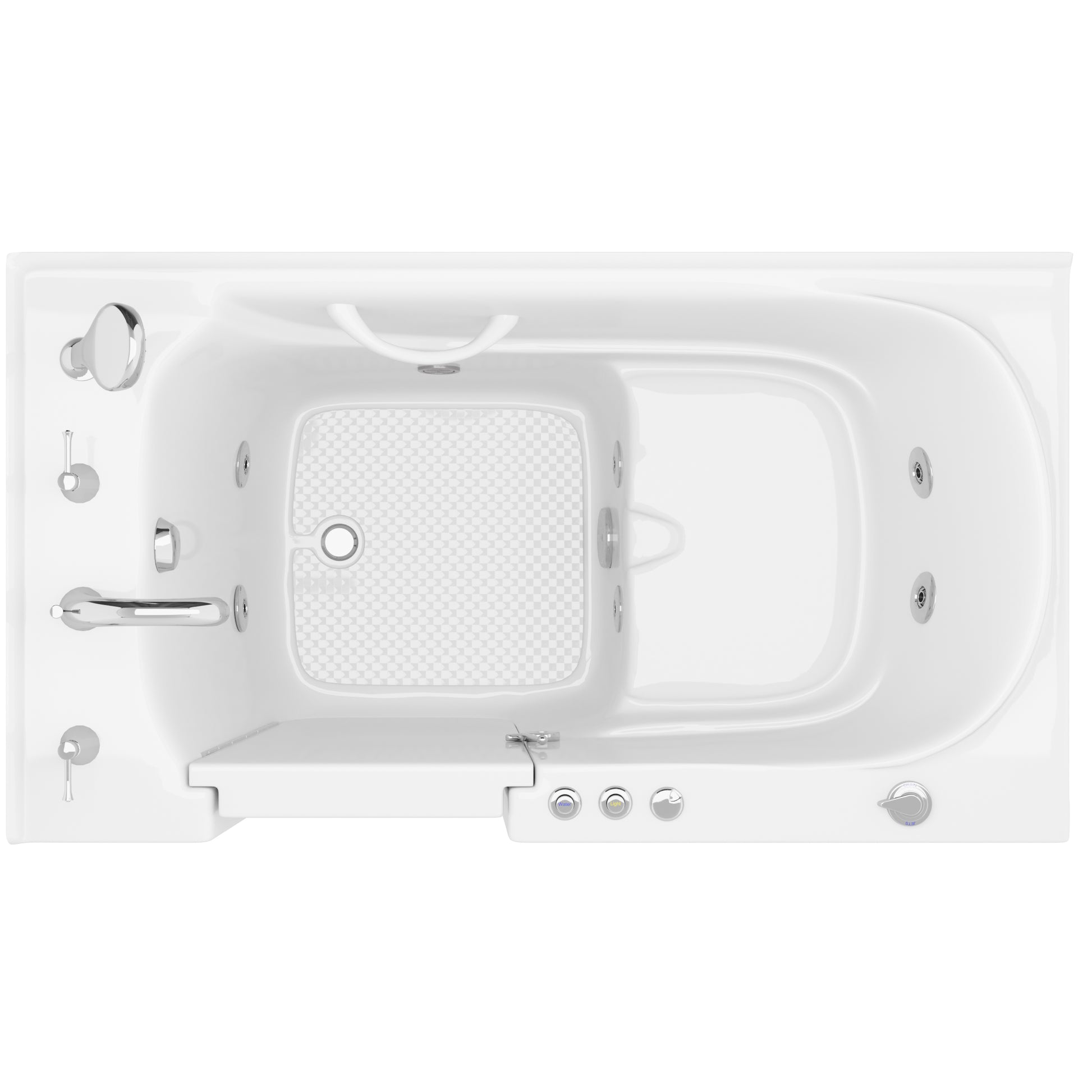 MediTub Walk-In Whirlpool Bathtub, 30x54 in, left drain, white, powered fast drain