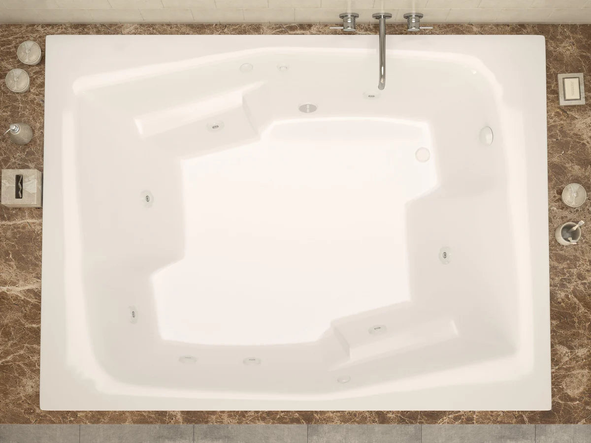 Amethyst Series 72 in. x 54 in. Rectangular Whirlpool Bathtub with Right Drain and V-Style Back Jets in Glossy White
