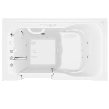 MediTub 36x60 left-side drain jetted alcove bathtub, white with powered fast drain