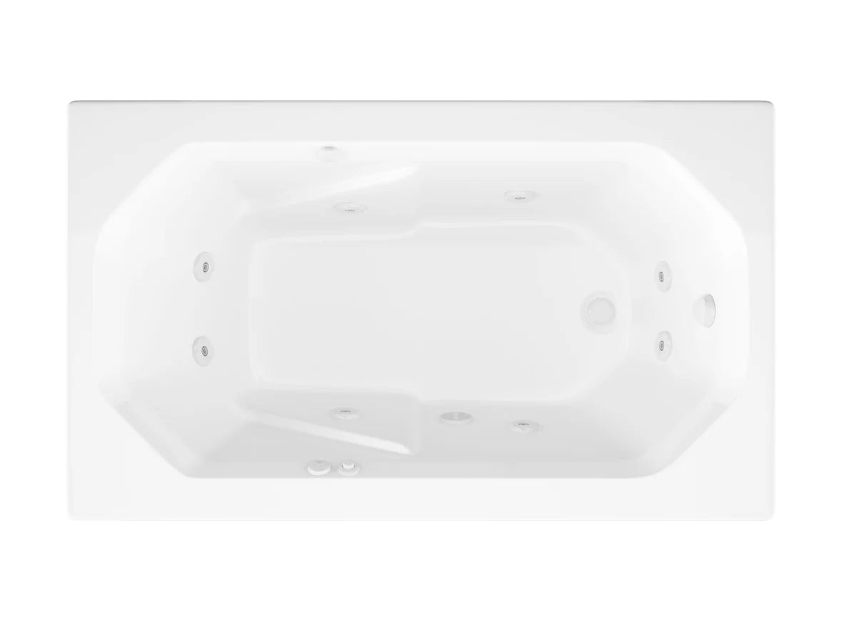 Onyx Series 60 in. x 36 in. Rectangular Whirlpool Bathtub with Left Side Drain and V-Style Back Jets in Glossy White