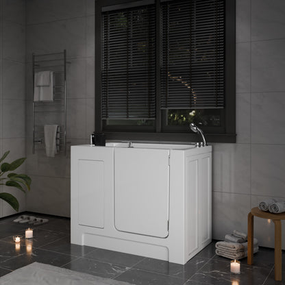 MediTub Collection 27x47 right-side drain white jetted alcove bathtub with fast-filling faucet set